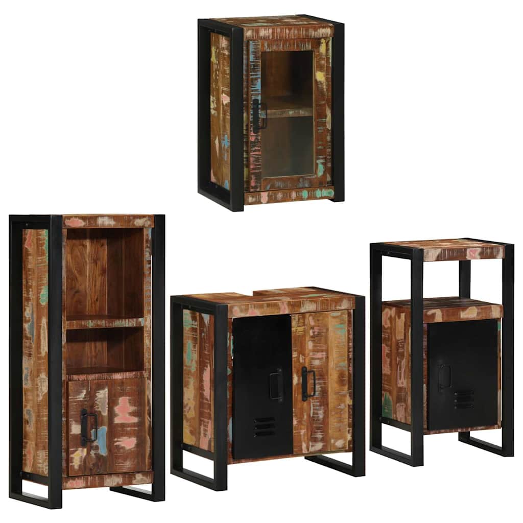 Juego de muebles de baño 4 pcs Madera reciclada maciza