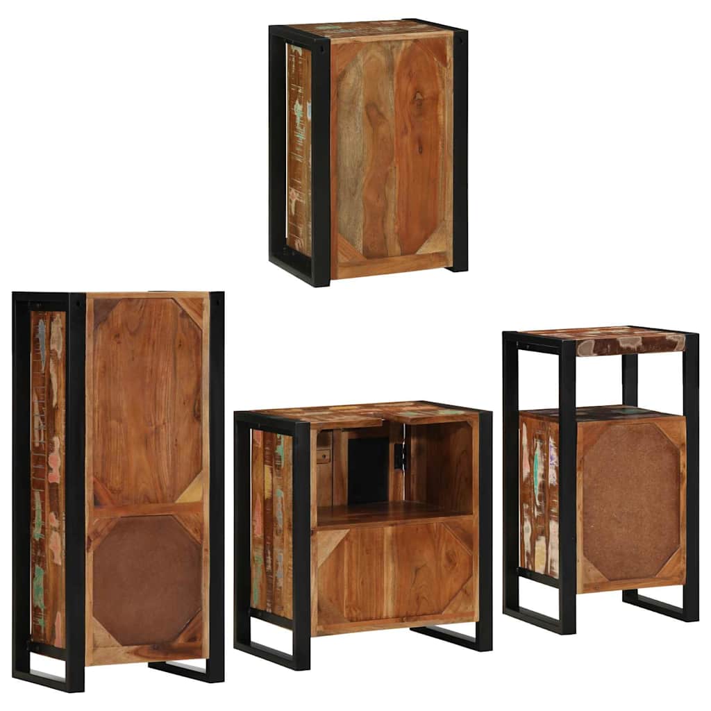 Juego de muebles de baño 4 pcs Madera reciclada maciza