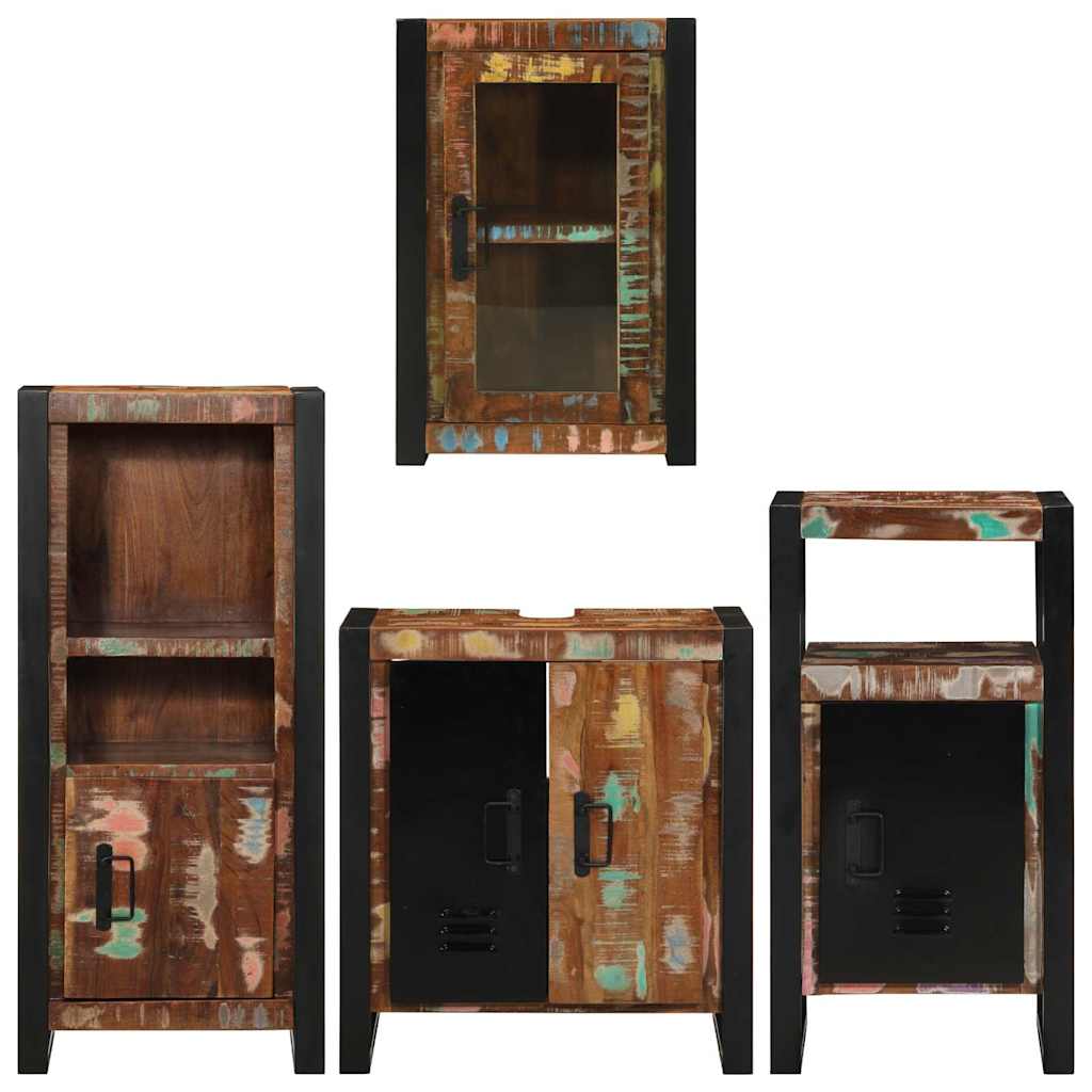 Juego de muebles de baño 4 pcs Madera reciclada maciza