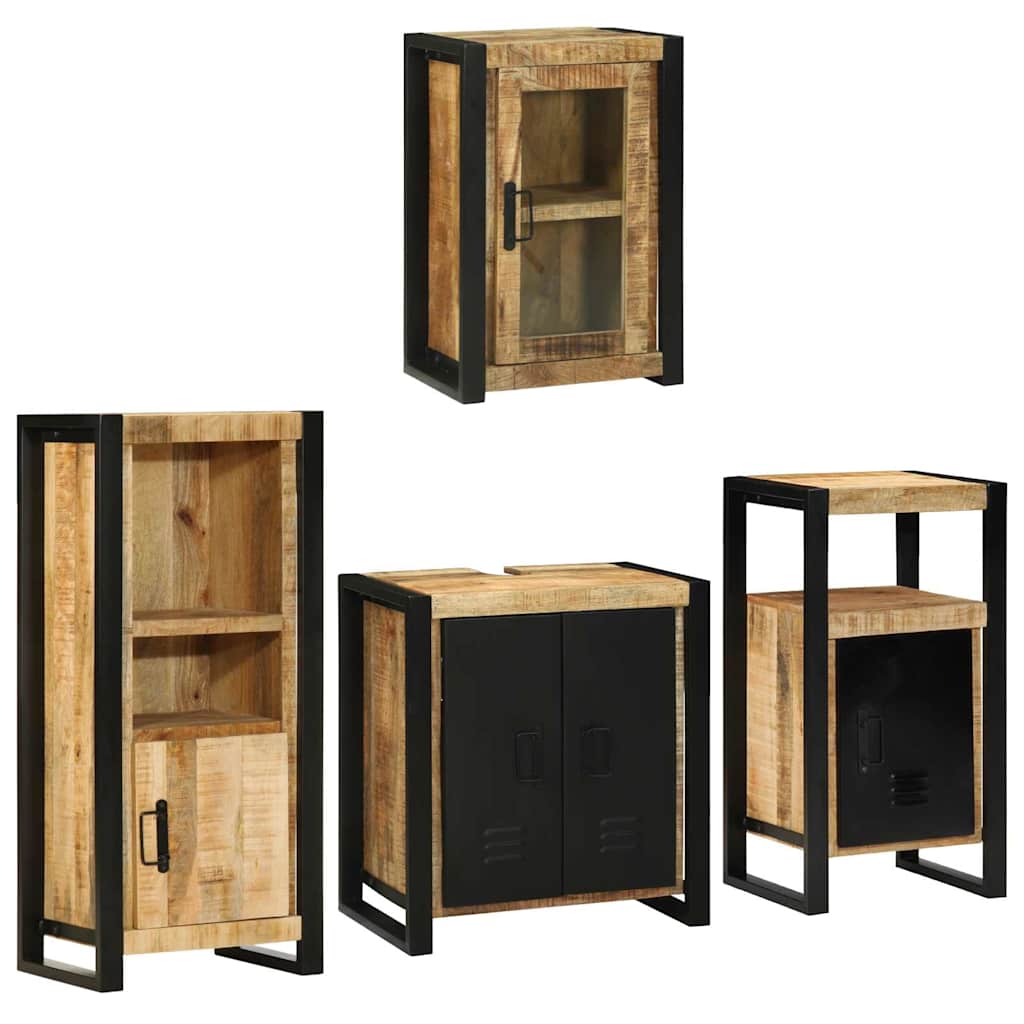 Juego de muebles de baño 4 pcs Marrón Madera de ingeniería