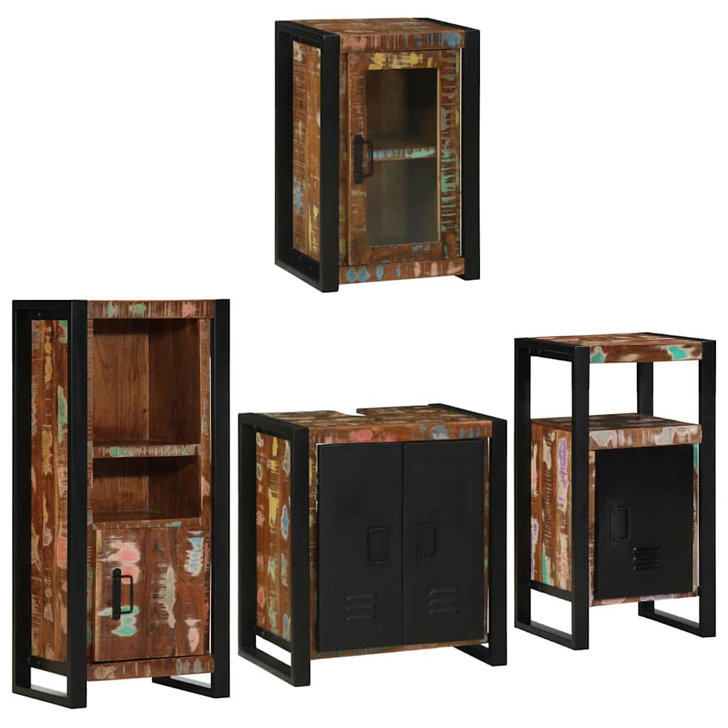 Juego de muebles de baño 4 pcs Madera reciclada maciza