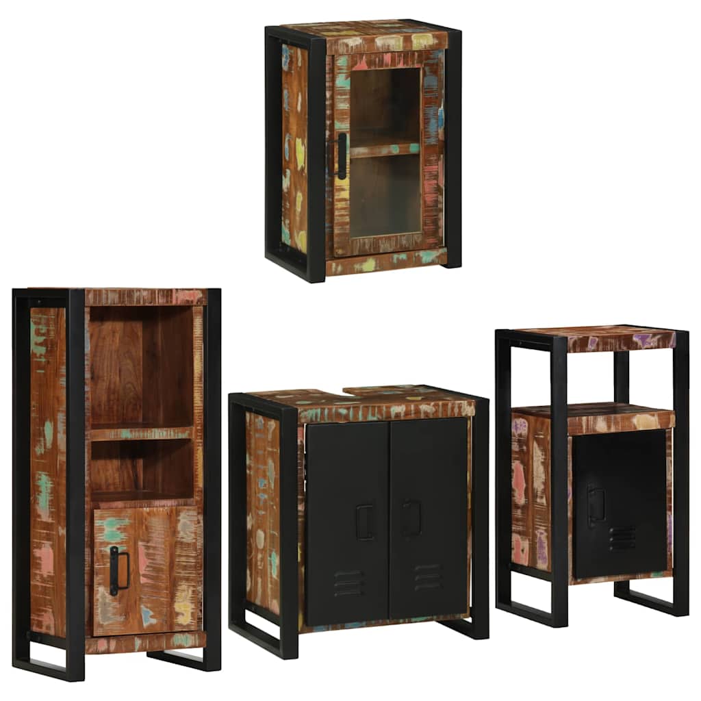 Juego de muebles de baño 4 pcs Madera reciclada maciza