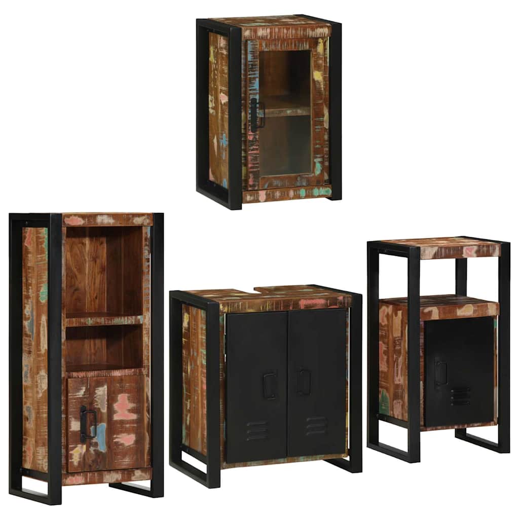 Juego de muebles de baño 4 pcs Madera reciclada maciza