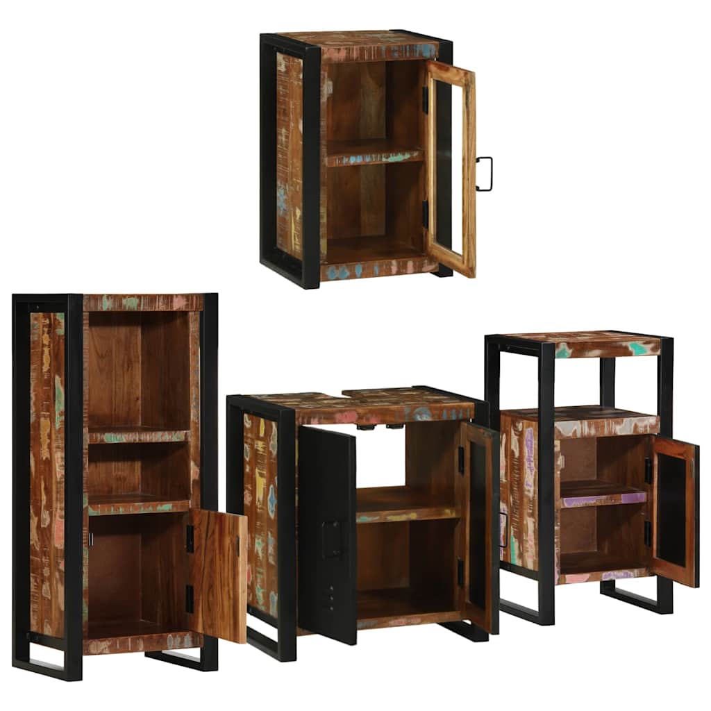Juego de muebles de baño 4 pcs Madera reciclada maciza