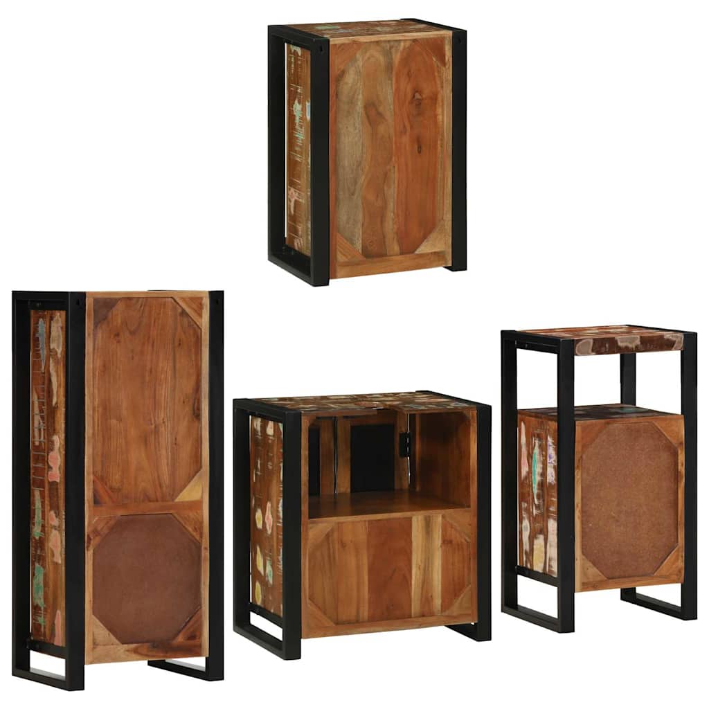 Juego de muebles de baño 4 pcs Madera reciclada maciza