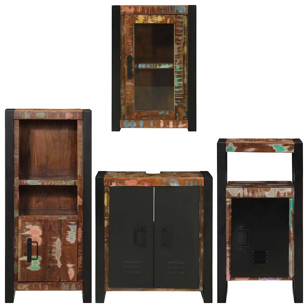 Juego de muebles de baño 4 pcs Madera reciclada maciza