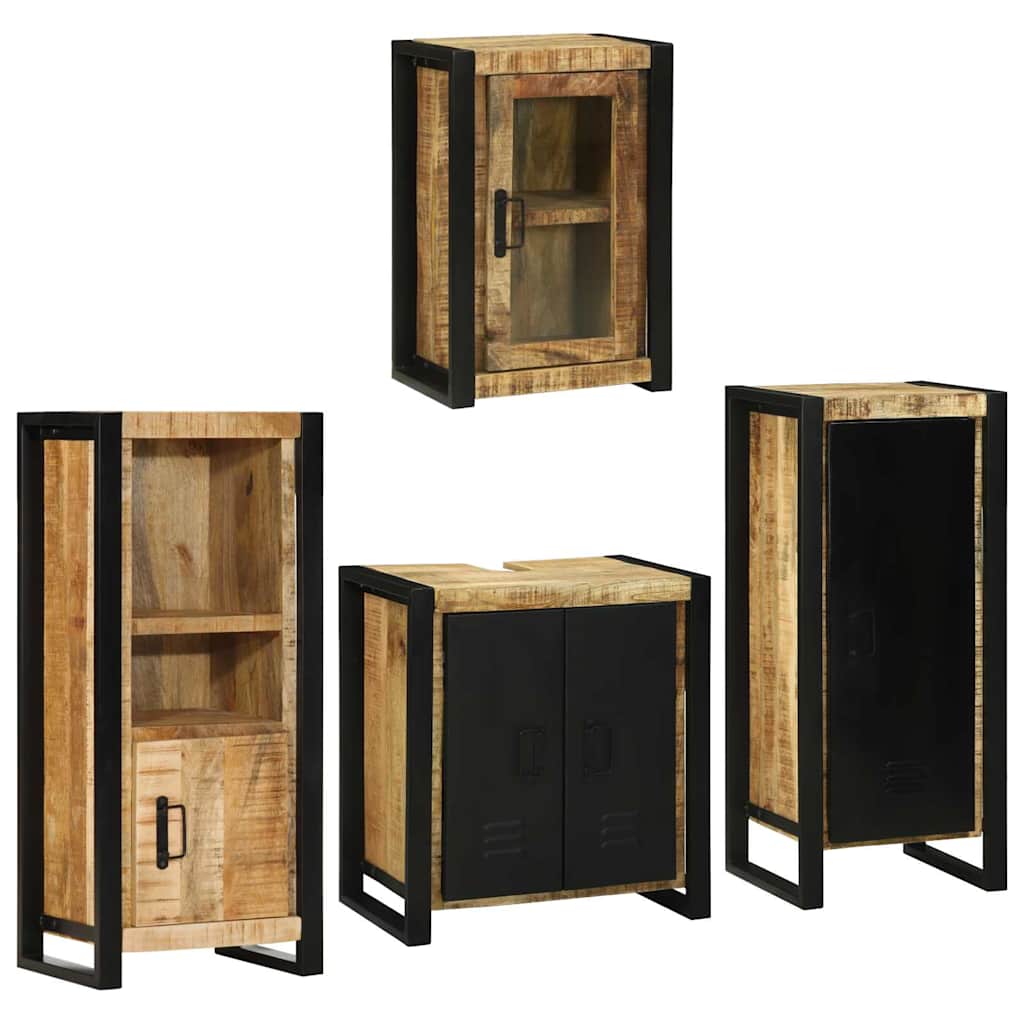 Juego de muebles de baño 4 pcs Marrón Madera de mango sólido