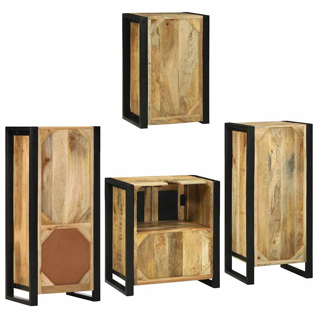 Juego de muebles de baño 4 pcs Marrón Madera de mango sólido