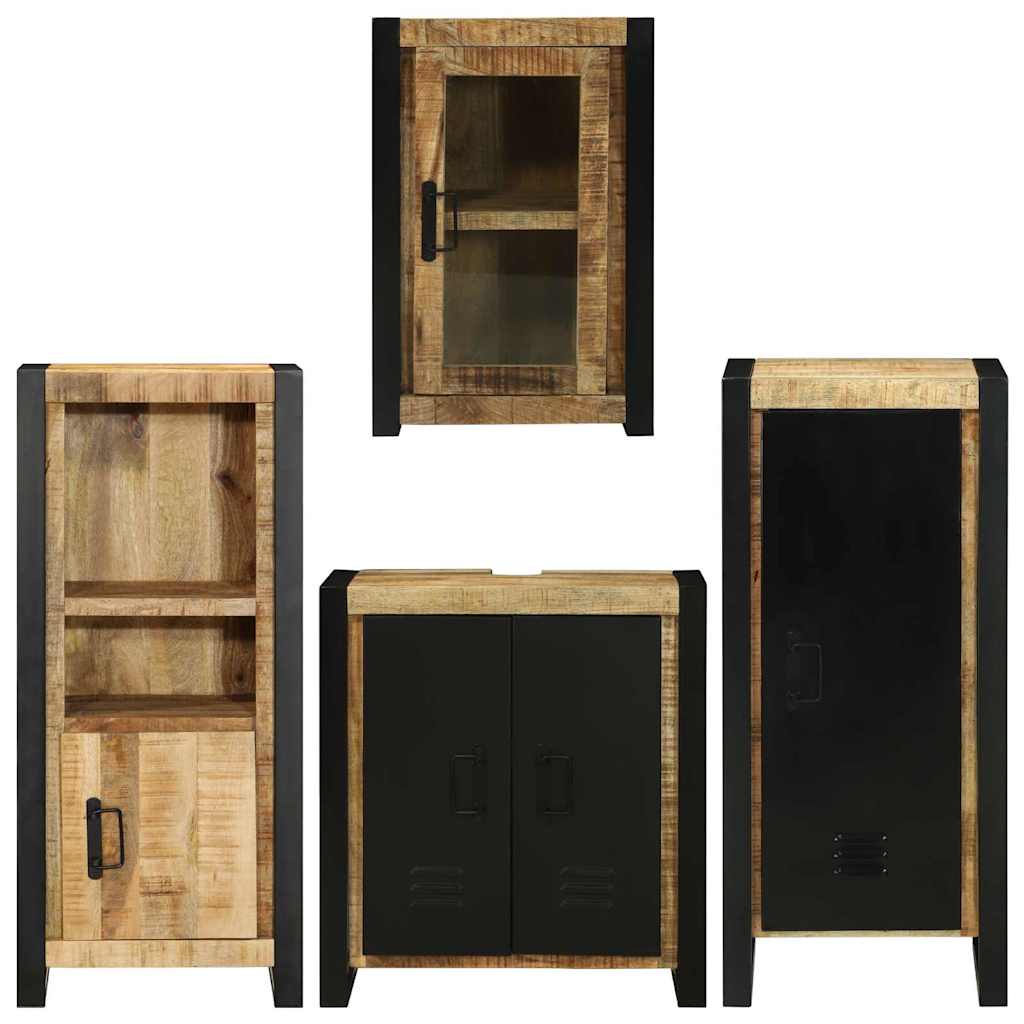 Juego de muebles de baño 4 pcs Marrón Madera de mango sólido