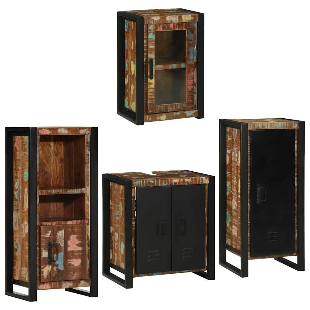 Juego de muebles de baño 4 pcs Madera reciclada maciza