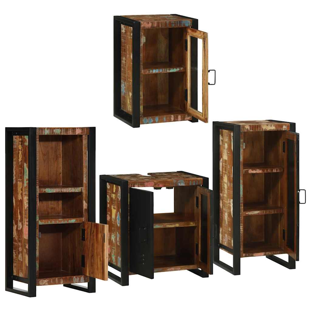 Juego de muebles de baño 4 pcs Madera reciclada maciza
