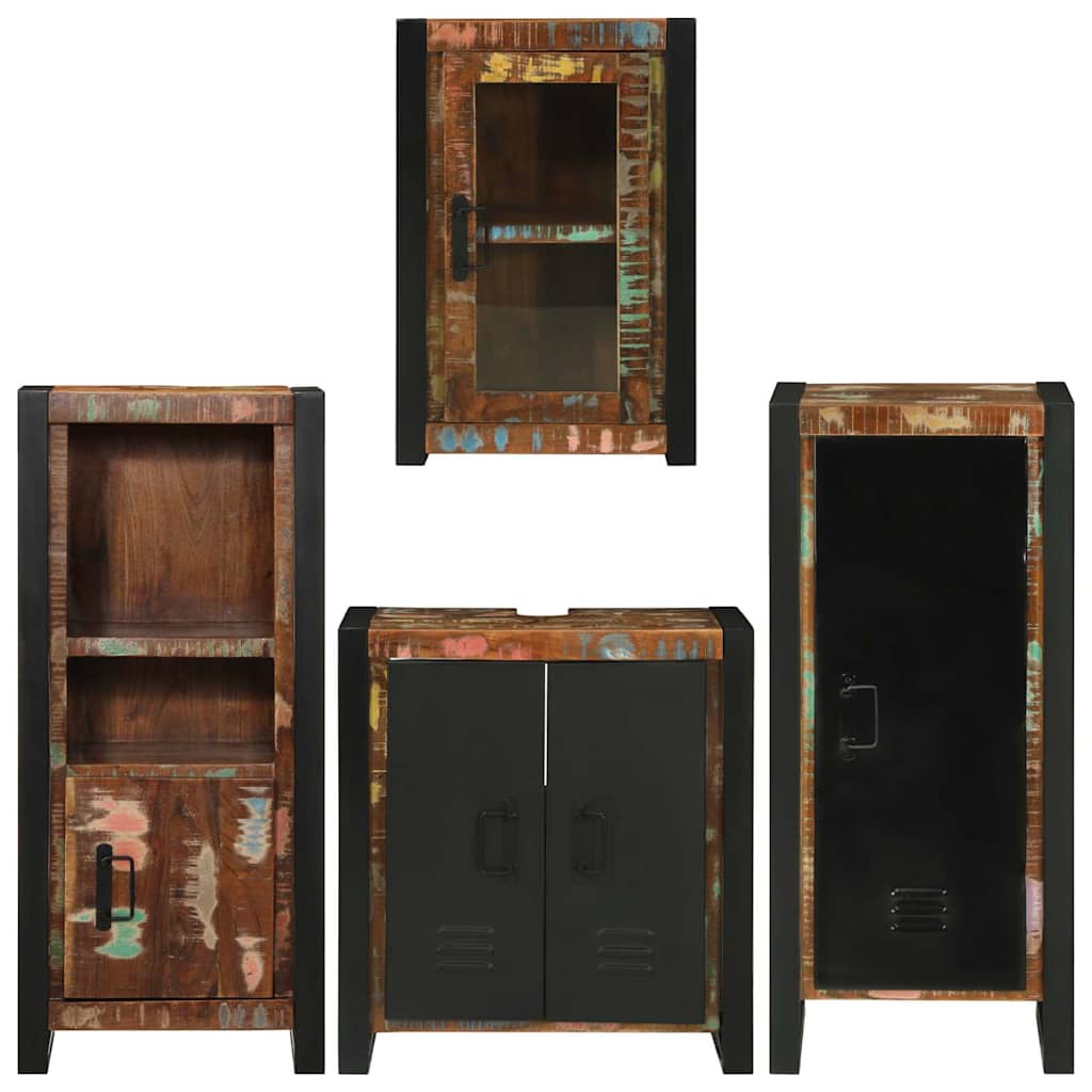 Juego de muebles de baño 4 pcs Madera reciclada maciza