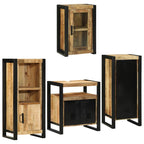 Juego de muebles de baño 4 pcs Marrón Madera de mango sólido