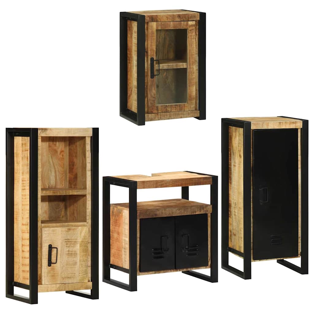 Juego de muebles de baño 4 pcs Marrón Madera de mango sólido