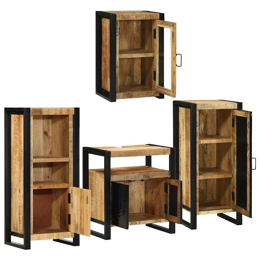 Juego de muebles de baño 4 pcs Marrón Madera de mango sólido