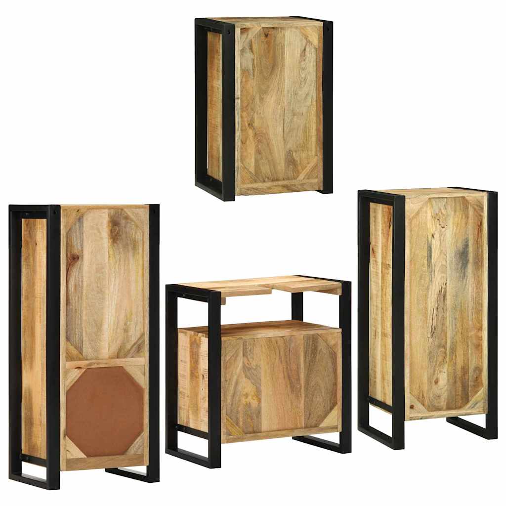 Juego de muebles de baño 4 pcs Marrón Madera de mango sólido