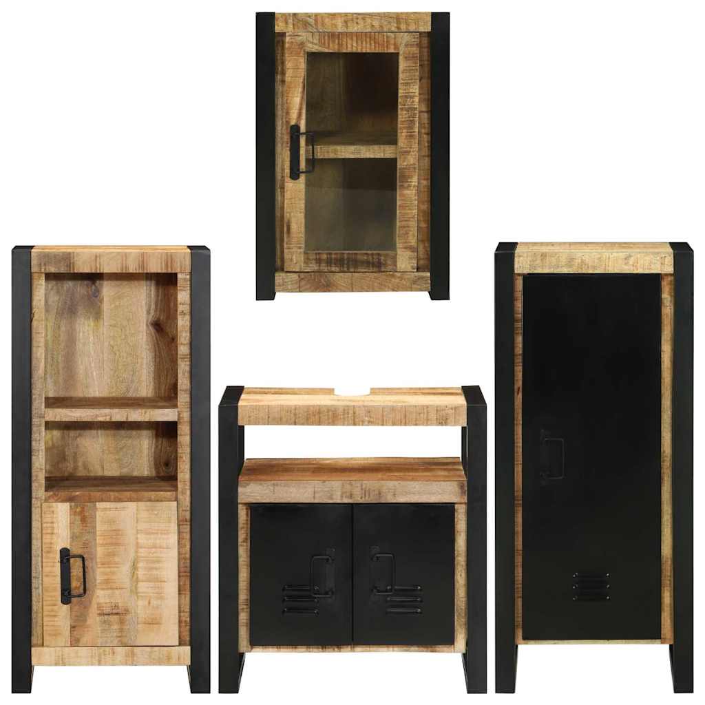 Juego de muebles de baño 4 pcs Marrón Madera de mango sólido