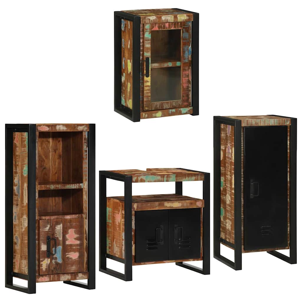 Juego de muebles de baño 4 pcs Madera reciclada maciza