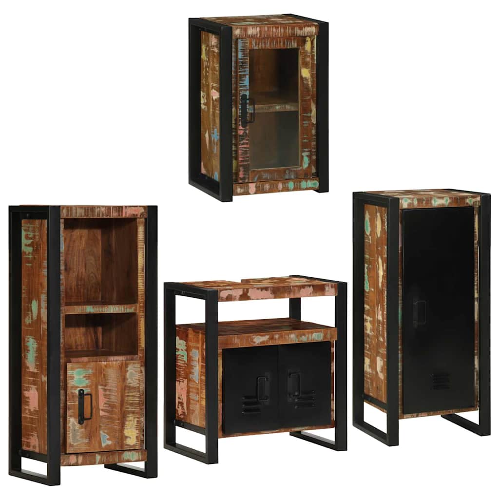 Juego de muebles de baño 4 pcs Madera reciclada maciza