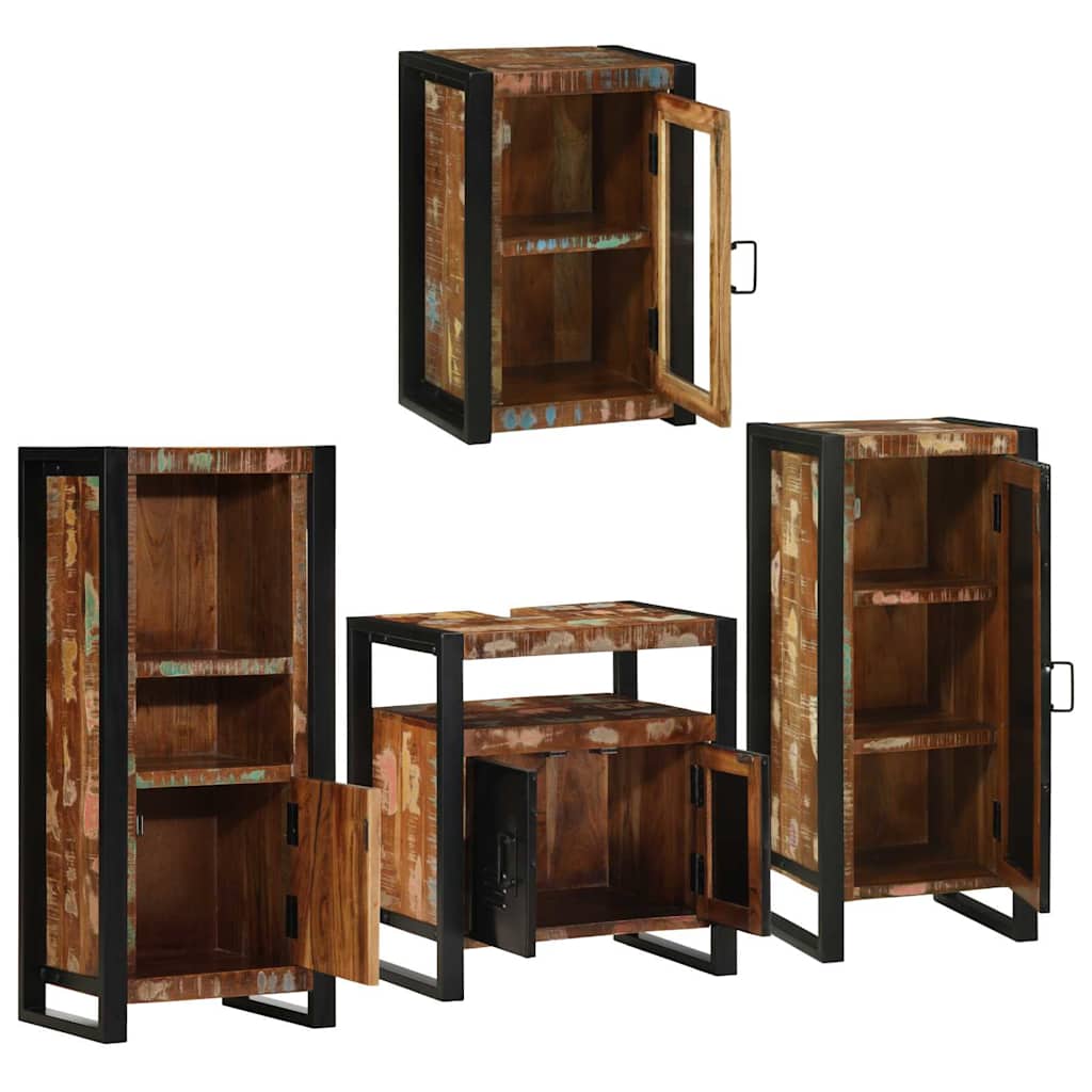 Juego de muebles de baño 4 pcs Madera reciclada maciza