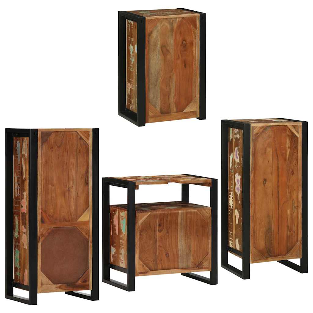 Juego de muebles de baño 4 pcs Madera reciclada maciza