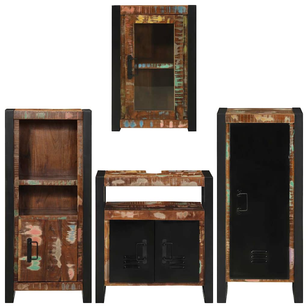 Juego de muebles de baño 4 pcs Madera reciclada maciza