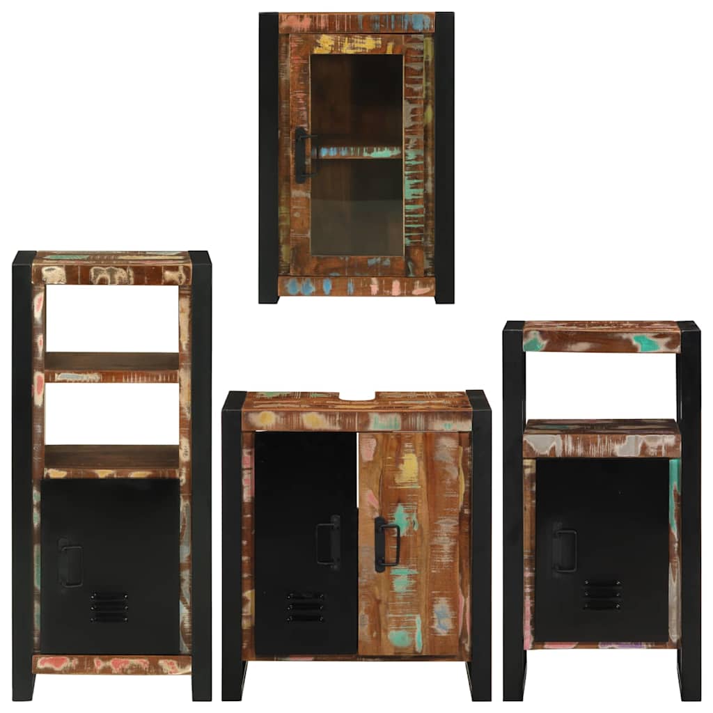Juego de muebles de baño 4 pcs Madera reciclada maciza