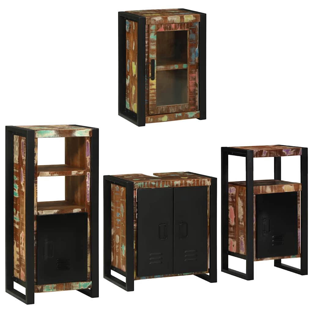 Juego de muebles de baño 4 pcs Madera reciclada maciza
