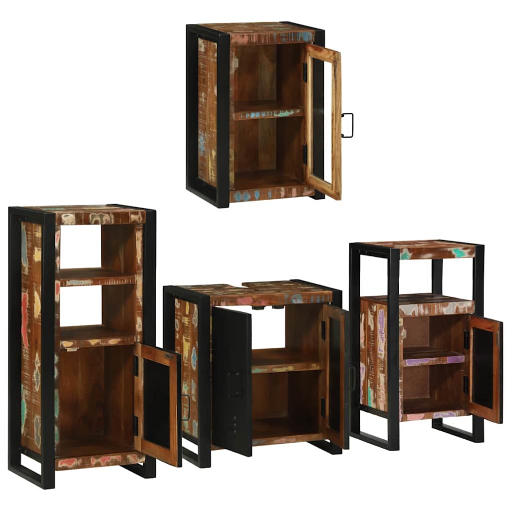 Juego de muebles de baño 4 pcs Madera reciclada maciza