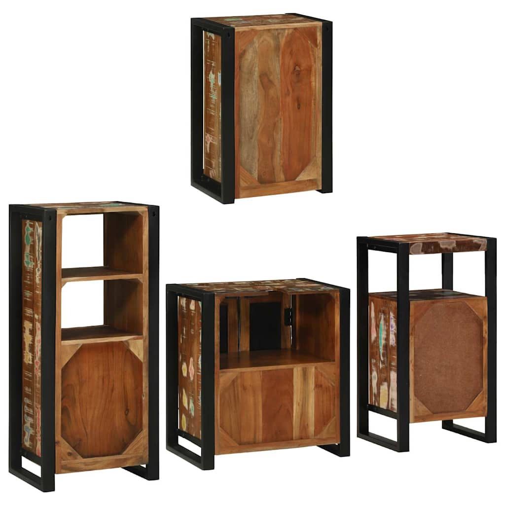 Juego de muebles de baño 4 pcs Madera reciclada maciza