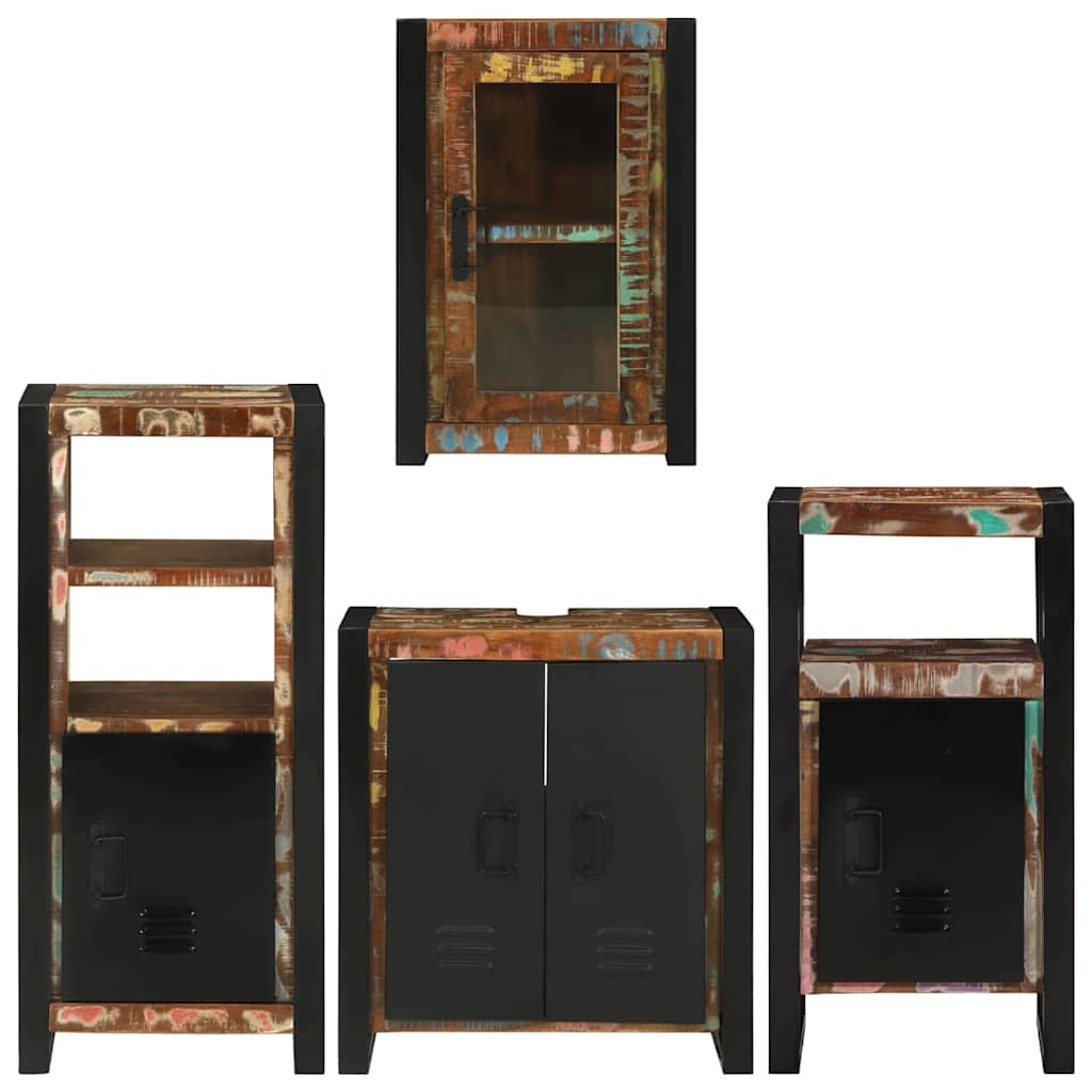 Juego de muebles de baño 4 pcs Madera reciclada maciza
