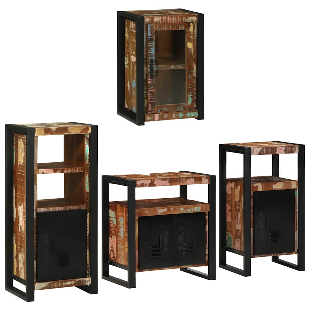Juego de muebles de baño 4 pcs Madera reciclada maciza