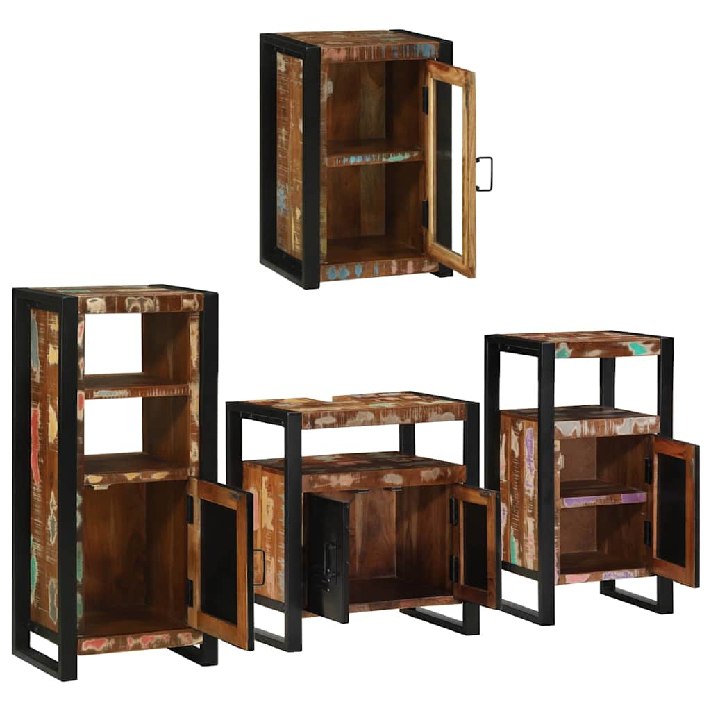 Juego de muebles de baño 4 pcs Madera reciclada maciza