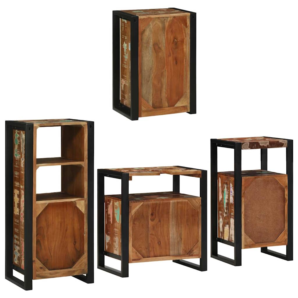 Juego de muebles de baño 4 pcs Madera reciclada maciza
