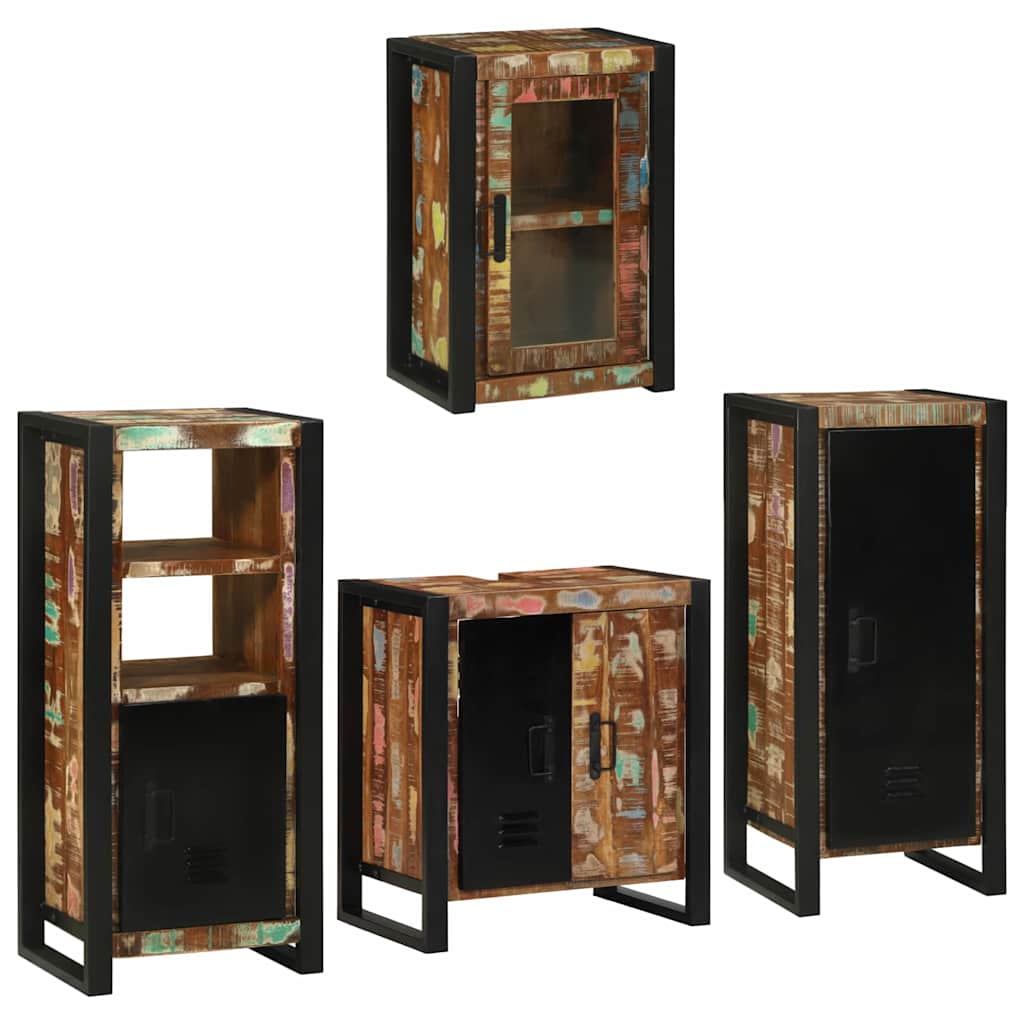 Juego de muebles de baño 4 pcs Madera reciclada maciza