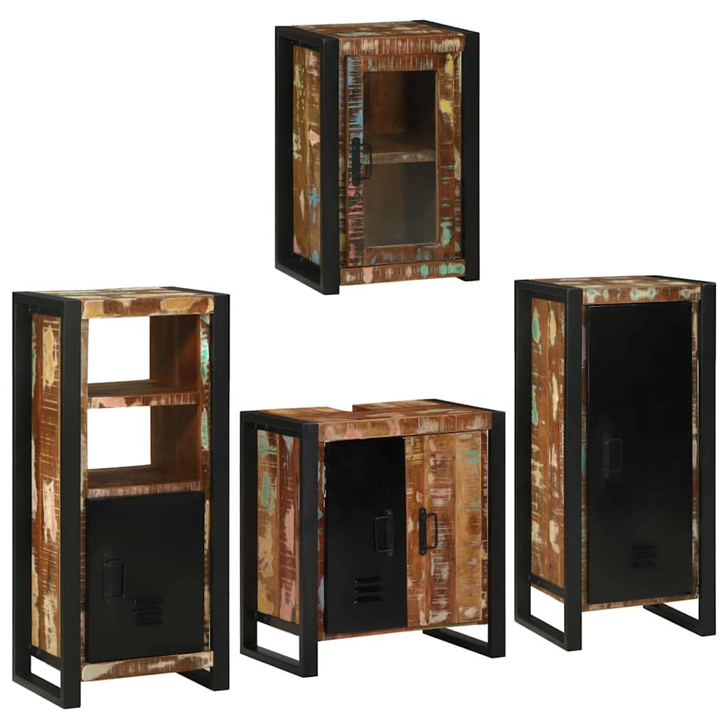 Juego de muebles de baño 4 pcs Madera reciclada maciza