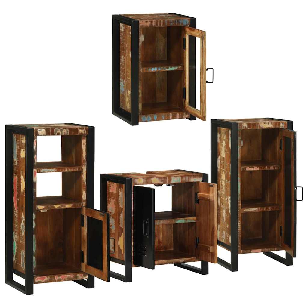 Juego de muebles de baño 4 pcs Madera reciclada maciza