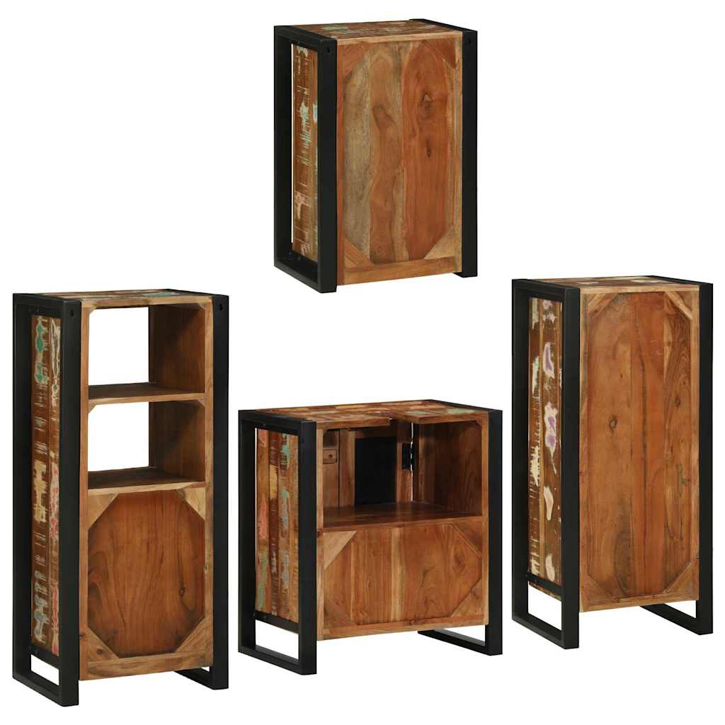Juego de muebles de baño 4 pcs Madera reciclada maciza