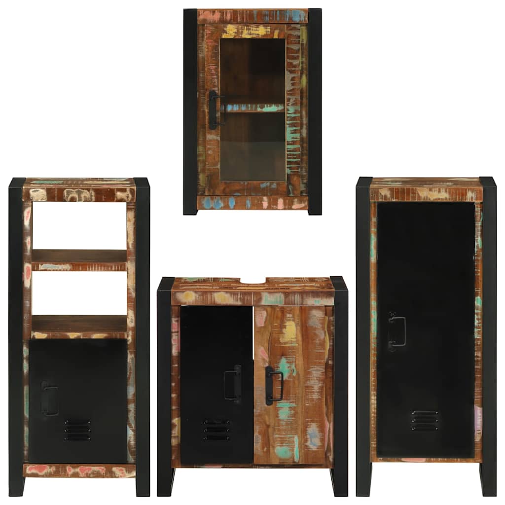 Juego de muebles de baño 4 pcs Madera reciclada maciza