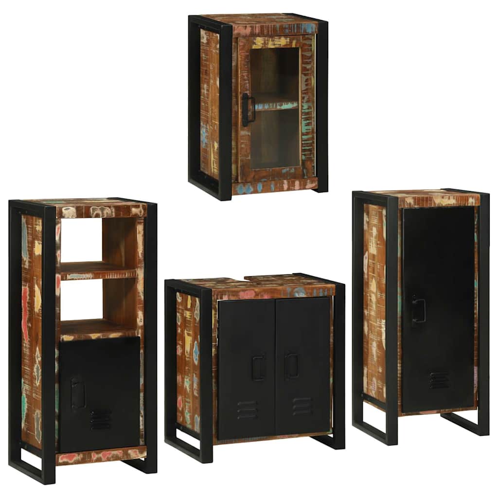 Juego de muebles de baño 4 pcs Madera reciclada maciza