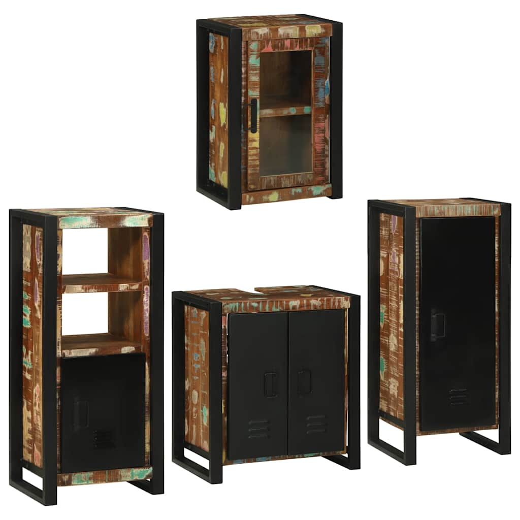 Juego de muebles de baño 4 pcs Madera reciclada maciza