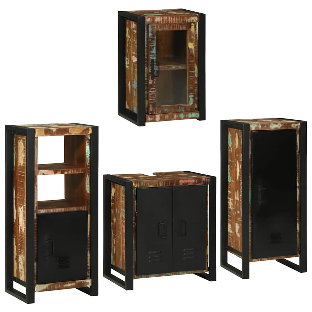 Juego de muebles de baño 4 pcs Madera reciclada maciza