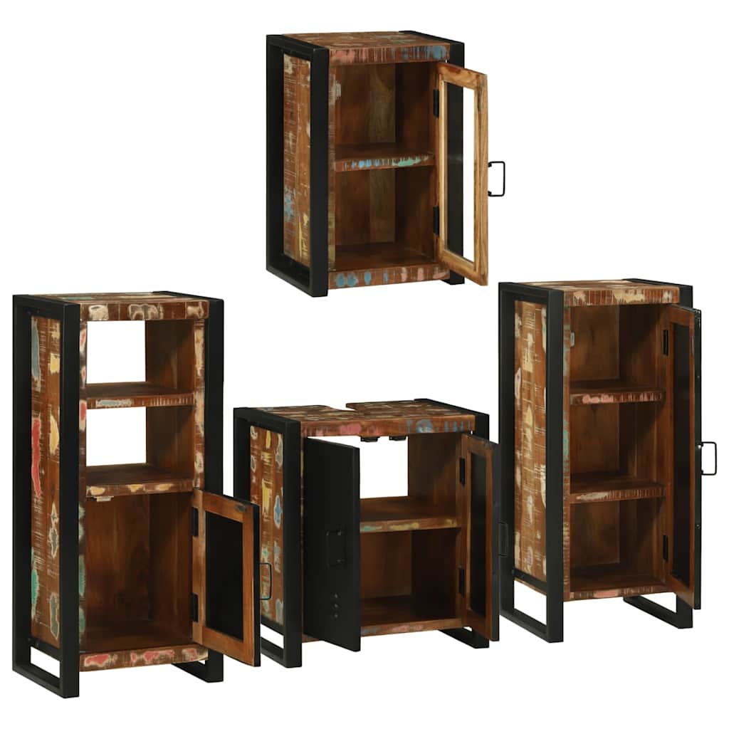 Juego de muebles de baño 4 pcs Madera reciclada maciza