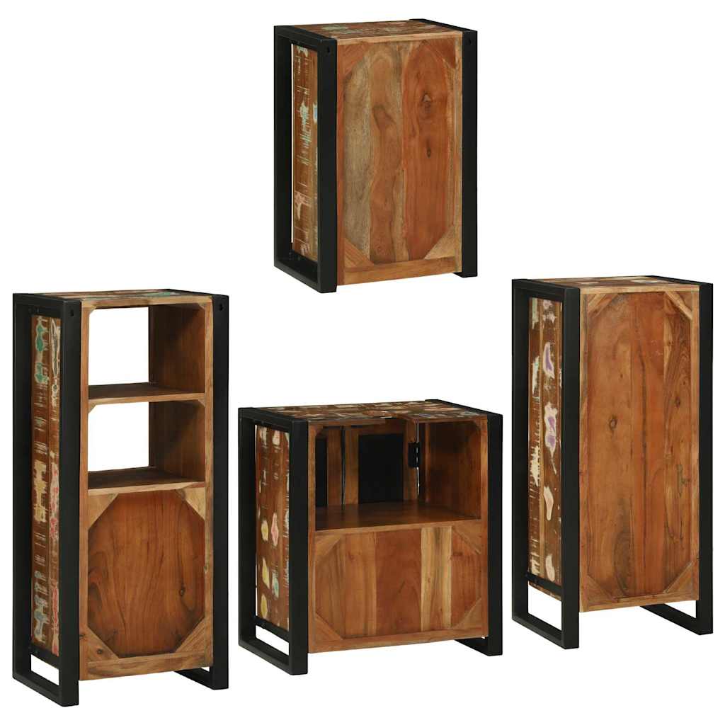 Juego de muebles de baño 4 pcs Madera reciclada maciza