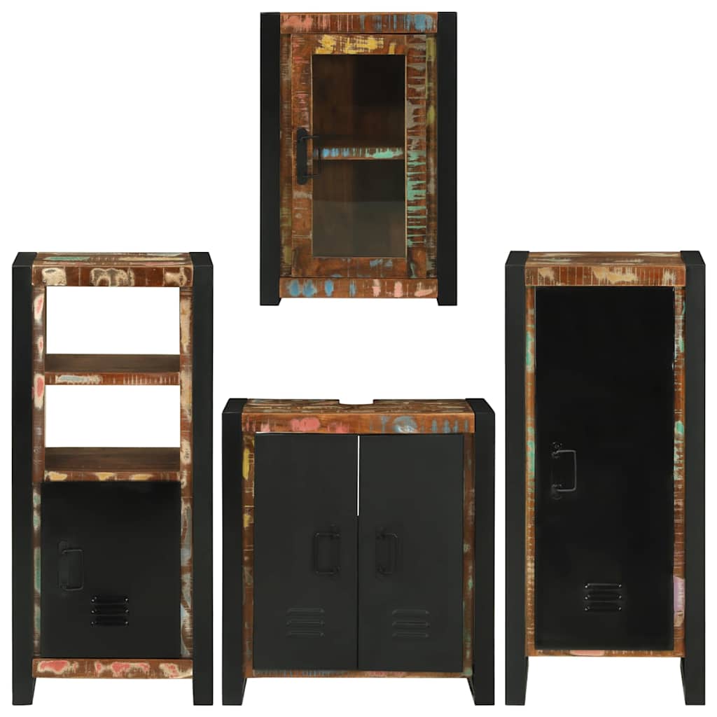 Juego de muebles de baño 4 pcs Madera reciclada maciza