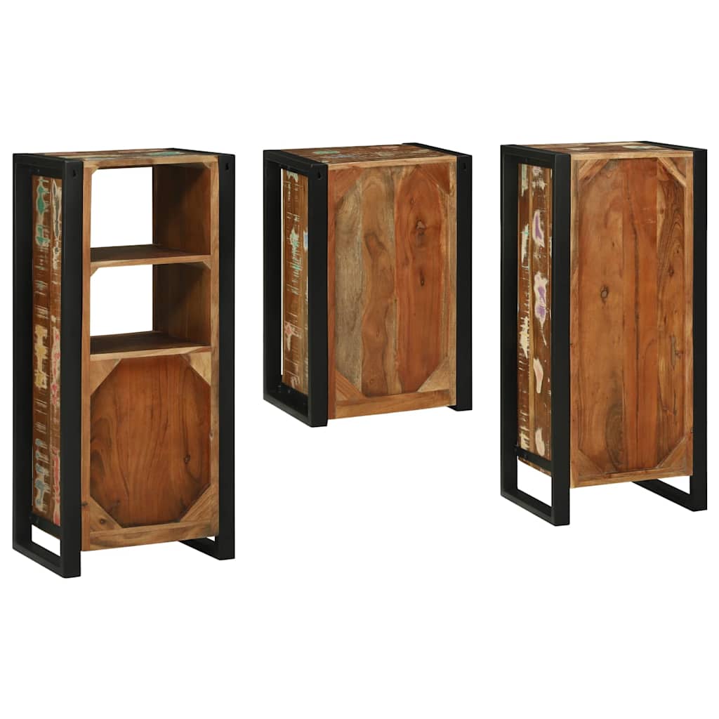 Juego de muebles de baño 3 pcs Madera reciclada maciza
