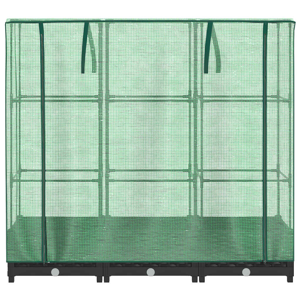 Jardinera elevada con cubierta de invernadero aspecto ratán 120x40x123 cm
