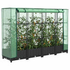 Jardinera elevada con cubierta de invernadero aspecto ratán 120x40x123 cm