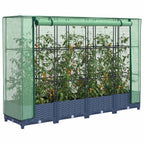 Jardinera elevada con cubierta de invernadero aspecto ratán 120x40x123 cm