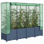 Jardinera elevada con cubierta de invernadero aspecto ratán 120x40x123 cm